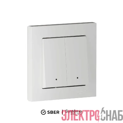 Выключатель 2-кл. AtlasDesign Smart 10А (сх. 5) L+N с подсветкой Zigbee механизм бел. SE ATN000153Z