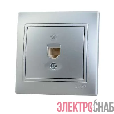 Розетка телефонная 1-м СП Мира RJ11 метал. сер. Lezard 701-1010-137