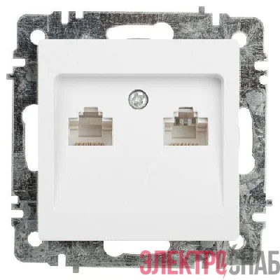 Розетка компьютерная 1-м СП Accent 6-304-01 2xRJ45 IP20 бел. Intro Б0063646