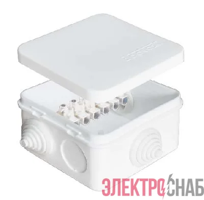 Коробка распределительная ОП 75х75х45мм IP54 10А 6 выходов 6 контактов 3 гермоввода клемм. крышка защелкивающаяся бел. Epplast 220323
