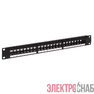 Патч-панель модульная 19дюйм 1U неэкранированная 24 порта с органайзером (пустая) TERACOM PRO EKF TRP-MODP-UTP-1U24