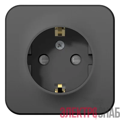 Розетка 1-м ОП Blanca 16А IP20 250В с заземл. защ. шторки антрацит SE BLNRA011106