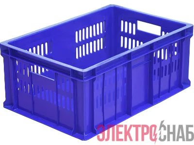 Ящик 600х400х250 дно сплошное, перфорированный  синий 201-1 201-1