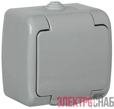 Розетка 1-м ОП AQUATIC РСш12-2-А 16А IP54 с заземл. с крышкой GENERICA ERA12-K03-16-54