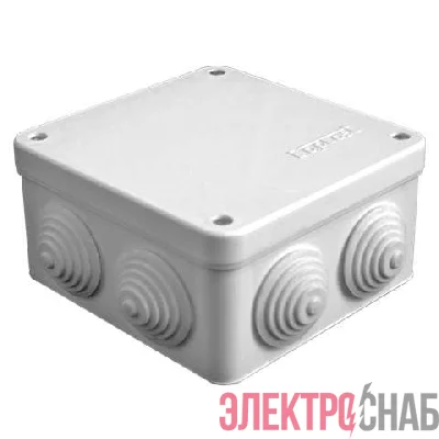Коробка распределительная ОП 105х105х56мм IP54 7 выходов 4 гермоввода крышка на винтах сер. Epplast 110042