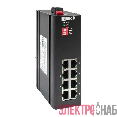Коммутатор неуправляемый промышленный U-8GT 8 портов 10/100/1000Base-T(X) RJ45 монтаж на DIN-рейку TSX EKF TSX-U-8GT