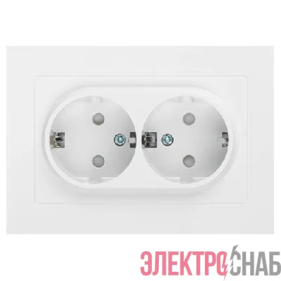 Розетка 2-м СП Accent 6-208-01 16А IP20 250В 2P+E Schuko со шторками AL/CU бел. Intro Б0063528