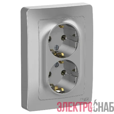 Розетка 2-м СП Blanca 16А IP20 250В с заземл. без защ. шторок алюм. SE BLNRS001023