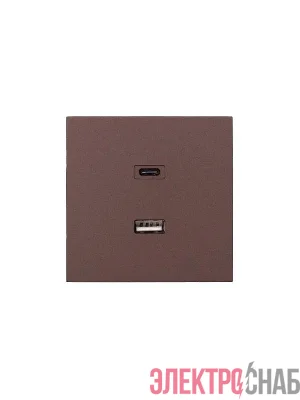 Розетка Type-C+ USB разъем СП ZIMA IP20 шоколад LEZARD 704-7388-192TC