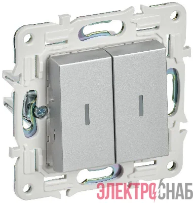 Выключатель 2-кл. SKANDY 10А SK-V09S с индикацией серебр. IEK SK-V20-1-10-K23