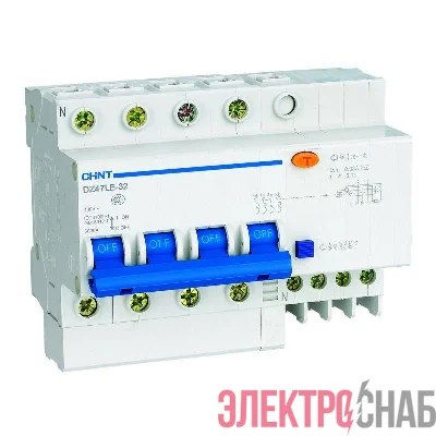Выключатель автоматический дифференциального тока 4п C 10А 30мА тип AC 6кА DZ47LE-32 CHINT 199640