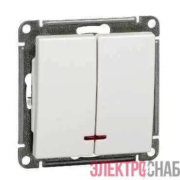 Выключатель 2-кл. СП W59 10А IP20 10AX с подсветкой механизм бел. SE VS510-251-1-86