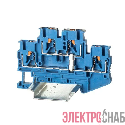 Клемма двухуровневая зажим push-in 4 точки подкл. с перемычкой между уровнями 2.5кв.мм син. DKC VPRTT-2.5-PV-BU