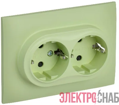 Розетка 2-м SKANDY 16А с заземл. защ. шторки в сборе SK-R07G мятный IEK SK-R24-16-K06-F