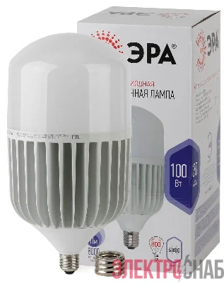 Лампа светодиодная высокомощная STD LED POWER T160-100W-6500-E27/E40 100Вт T160 колокол 6500К нейтр. бел. E27/E40 (переходник в компл.) 8000лм Эра Б0032090