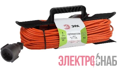 Удлинитель-шнур на рамке 1х50м без заземл. 16А IP20 UFx-1-2х1.5-50m ПВС 2х1.5 Эра Б0046823