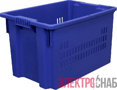 Ящик 600х400х350 дно сплошное, стенки перфорированные  синий 604 604