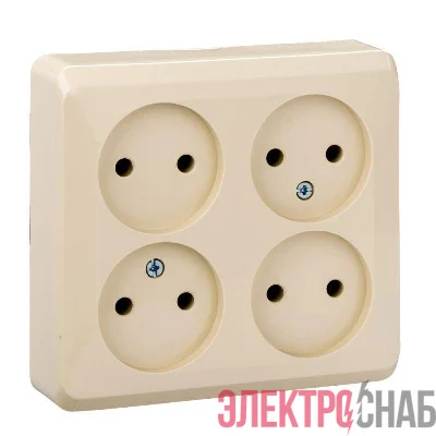 Розетка 4-м ОП Этюд 16А IP20 без заземл. крем. SchE PA16-205K