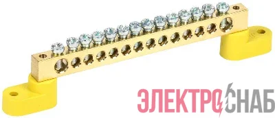 Шина PE "земля" ШНИ-8х12-14-У2-Ж на двух угловых изоляторах IEK YNN10-812-14C2-K05