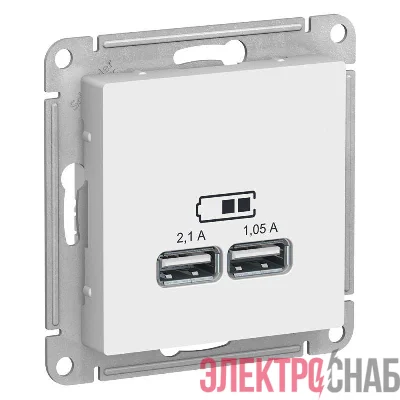 Розетка USB AtlasDesign тип A+A 5В 1х2.1А 2х1.05А механизм бел. SE ATN000133