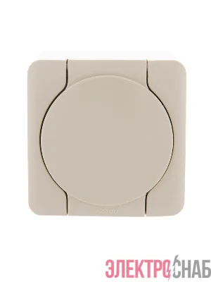 Розетка 1-м ОП Viola с заземл. с крышкой крем. LEZARD 751-0300-123