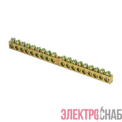 Шина PEN "ноль-земля" 6х9 18 отвер. латунь крепеж по центру PROxima EKF sn0-63-18