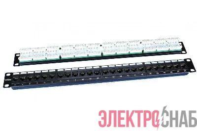 Патч-панель 19дюйм 1U RJ45 кат.5e 24 порта PP3-19-24-8P8C-C5E-110D черн. Hyperline 246095