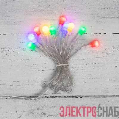 Гирлянда светодиодная "Шарики" 1.5м 10LED мультиколор 0.1Вт IP20 провод ПВХ прозр. элементы питания 2хAA (не в компл.) Neon-Night 303-092