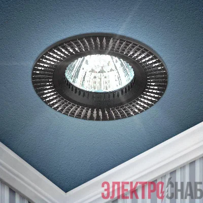 Светильник встраиваемый KL32 AL/BK/1 MR16 12В 50Вт алюм. черн. серебро ЭРА Б0049563
