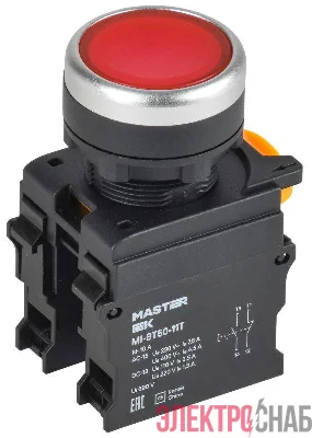 Кнопка d22мм 1НО+1НЗ MASTER с фиксацией красн. IEK MI-BT60-11T-3-21-K04