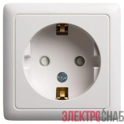 Розетка 1-м ОП Хит 16А IP20 250В с заземл. защ. шторки с изолир. пластиной бел. SE RA16-138I-B