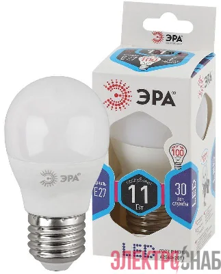 Лампа светодиодная P45-11W-840-E27 шар 880лм ЭРА Б0032989