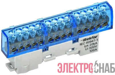Шина TEKFOR N &quot;ноль&quot; неизол. на универс. держ. 6х9-14-С IEK TF-NN10-14-DL-K07