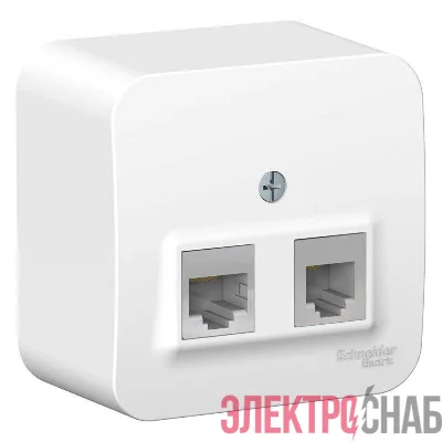 Розетка компьютерная + телефонная 2-м ОП Blanca RJ45 кат.5E + RJ11 с изолир. пластиной бел. SE BLNIA045111