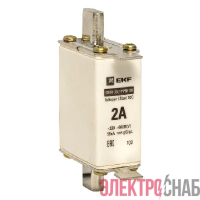 Вставка плавкая ППН-33 100/2А габарит 00C PROxima EKF fus-33/100/2