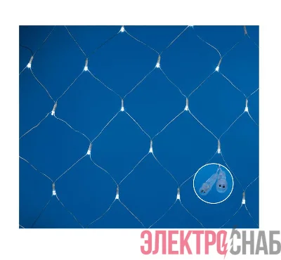 Сетка LED с эффектом мерцания ULD-N1515-96/TTK WHITE IP44 1.5х1.5м соедин. 96 диодов бел. свет провод прозр. Uniel UL-00007219