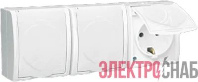 Розетка 3-м ОП Simon15 16А IP54 250В с заземл. с крышкой винт. клеммы бел. Simon 1594437-030