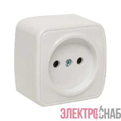 Розетка 1-м ОП Минск 10А IP20 без заземл. бел. Basic EKF EGR10-022-10
