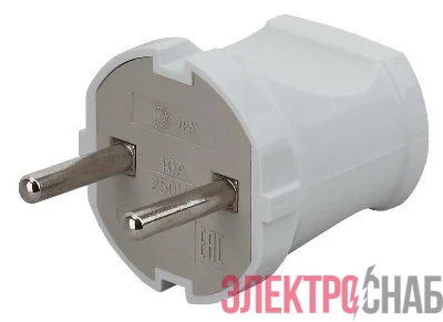 Вилка без заземл. прямая 10А бел. Vx1-W ЭРА Б0039671