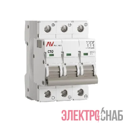 Выключатель автоматический модульный 3п C 10А 6кА AV-6 AVERES EKF mcb6-DC-3-10C-av