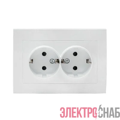Розетка 2-м СП Валенсия 16А IP20 с заземл. защ. шторки бел. PROxima EKF EWR16-128-10