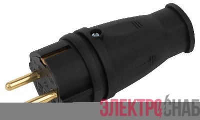 Вилка VX10-B-IP44 16А IP44 прямая с заземл. каучук черн. ЭРА Б0055414