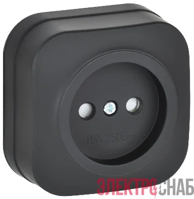 Розетка ОП GLORY РСш20-2-ХЧм 10А без заземл. защ. шторки черн. матов. IEK ERH13-K02M-10