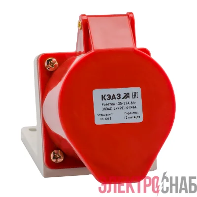 Розетка 125 32А 380В AC 3P+PE+N 6ч для монтажа на поверхность IP44 КЭАЗ 222757