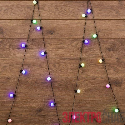 Гирлянда светодиодная "Шарики" 5м d30мм 25LED RGB 6Вт 220-240В IP20 провод ПВХ темн. зел. Neon-Night 303-569