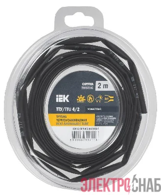 Трубка термоусадочная ТТУ нг-LS 4/2 черн. (уп.2м) IEK UDR12-004-002-002-K02-T