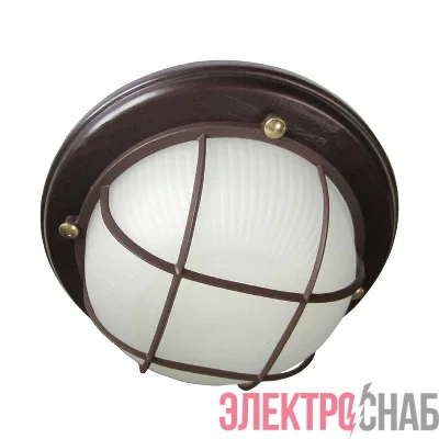 Светильник НПП 03-60-014 "Самарканд" 1302 IP65 кругл. малый матов./корпус с решеткой дерево венге (инд. упак.) Элетех 1005500977