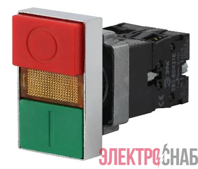 Кнопка управления LAY5-BW8465 I-O сдвоенная с подсветкой BBD40-BW-K51E ЭРА Б0045628