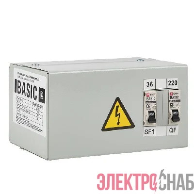 Ящик с понижающим трансформатором ЯТП 0.25 220/36В (2 авт. выкл.) Basic EKF yatp0.25-220/36v-2a