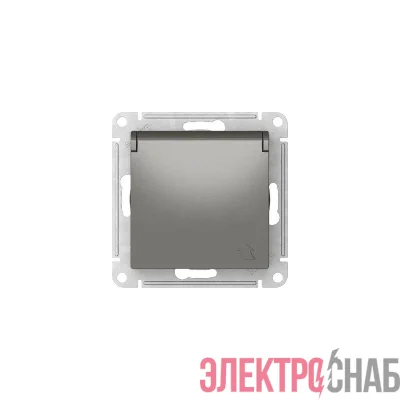 Розетка AtlasDesign 16А IP20 с заземл. защ. шторки с крышкой быстрозажим. клем. механизм сталь SE ATN000946S